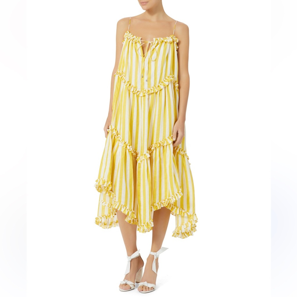 Zimmermann Yellow and White Asymmetrical Dress - Picture 2 of 11
